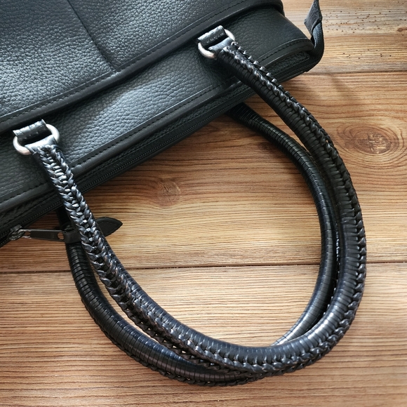 Brighton Handbag Black Leather Top Handle Leila Satchel - Picture 5 of 14